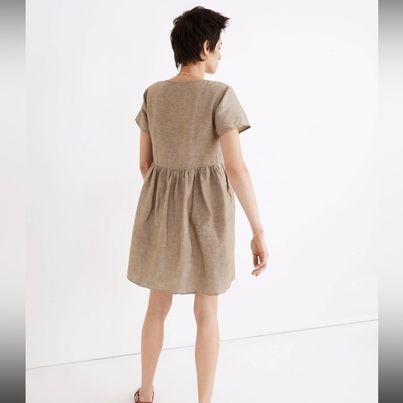 Madewell V-Neck Button Front Mini Dress AL713 XS brown - Picture 4 of 4